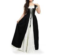 Générique Deguisement Elfe Femme Adultes Elegante Médiévale Couple Costumes Victorienne Robe Sorciere Longue Tenue Sexy Princesse Halloween Corpse Bride Costume 3XL