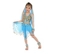Générique Déguisement Enfant 2Pcs Costume de Danse du Ventre pour Enfants Robe Danse Orientale Enfant Dance Indienne Robe Haut + Jupe Orientale Costume 5-9 Ans (Sky Blue, 5-9 Years)