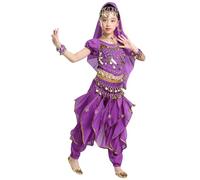 Générique Déguisement Enfant Costume Kurzarm Danse Orientale Robe Indienne Carnaval Fille Indienne Tenue Danse Fille Performance Vêtements Jupe en Mousseline de Soie Ensemble