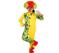 Générique Déguisement Enfant Ensemble Clown Avec Chapeau Et Collerette Pour Carnaval Et Cirque Tenue De Bouffon Colorée Déguisement Amusant Pour Enfant Rieur(Yellow, 4-5 Years)