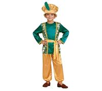Générique Déguisement Enfant Garçon Costume De Prince Arabe Des Mille Et Une Nuits Pour Spectacle Et Carnaval Tenue De Sultan Avec Turban Déguisement Oriental Pour Enfant Majestueux(Green, 4-5 Years)