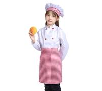 Générique Déguisement Enfant Garçon Fille Costume De Chef Cuisinier Avec Toque Et Tablier Pour Jeu De Rôle Tenue De Petit Cuistot Déguisement Carnaval Enfant