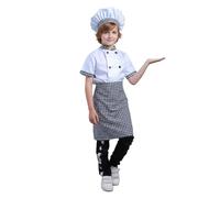 Générique Déguisement Enfant Garçon Fille Costume De Chef Cuisinier Avec Toque Et Tablier Pour Jeu De Rôle Tenue De Petit Cuistot Déguisement Carnaval Enfant