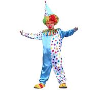 Générique Déguisement Enfant Unisexe Ensemble Clown Complet Avec Chapeau Et Masque Pour Carnaval Et Spectacle Tenue De Bouffon Déguisement De Cirque Pour Enfant Malicieux(Sky Blue, 3-4 Years)