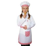 Générique Déguisement Enfant Unisexe Tenue De Chef Cuisinier Avec Toque Et Tablier Pour Jeu De Rôle Et Fête Culinaire Déguisement Marmiton Pour Enfant Gourmand(White1, 3-4 Years)