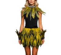 Générique Déguisement Femme Carnaval Costume Sauvage Élégant Avec Mini-Robe Ajustée Et Plumes Colorées Tenue De Fête Sexy Et Exotique Pour Carnaval Mascarade Déguisement Adulte Femme