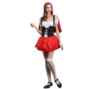 Générique Déguisement Femme Carnaval Élégant Costume De Petit Chaperon Rouge Pour Halloween Et Spectacle De Scène Robe À Jupe Bouffante Pour Fête Costumée Et Jeu Rôle Conte Fées Déguisement Adul