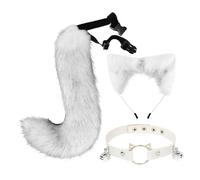 Générique Déguisement Femme Carnaval Ensemble Oreilles Et Queue D'Animal Pour Halloween Et Cosplay Kit D'Accessoires Avec Collier Pince À Cheveux Pour Déguisement Félin Ou Canin Adulte Carnaval