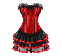 Générique Déguisement Femme Carnaval Robe De Bal Corset Dos Lacé Jupe À Volants Multiples Style Cour Pour Fête À Thème Cosplay Et Spectacle Déguisement Adulte Femme Princesse