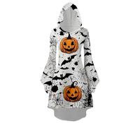 Générique Déguisement Femme Carnaval Robe Longue À Capuche Avec Imprimé Halloween Pour Mascarade Et Fête D'Automne Tenue De Sorcière Gothique Ou Vampire Élégant Déguisement Adulte Carnaval