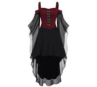 Générique Deguisement Femme-Déguisement Adulte Deguisement Femme Halloween Princesse Robe Gothique Medieval Medievale Costume Moyen Age Sorciere Pirate Renaissance Médiévale Tenue Médiéval Soiree,XXL