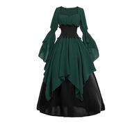 Générique Deguisement Femme Halloween Sexy Gothique Tenue Medievale Costume Halloween Femme Enceinte Dame Soirée Velours Dentelle Moyen Age Sexy Elegant Victorienne Robe Rouge XXL