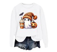 Générique Deguisement Femme Halloween Tee Shirt Probleme Resolu Sang Veste Capuche Zombie Pull Orange Sweat Oversize Sportswear Robe avec a Citrouille Tshirt