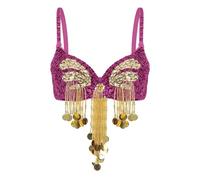 Générique Déguisement Femme Haut Brodé À Sequins Et Franges Pour Carnaval Et Scène Tenue De Danseuse Orientale Déguisement Pailleté Pour Femme Étincelante(One Size)