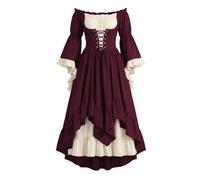 Générique Déguisement Femme Robe Gothique De Cour À Manches Bouffantes Et Taille Corsetée Pour Cosplay Et Bal Masqué Tenue Médiévale Déguisement Princesse Femme Mystérieuse(Purple, L)