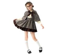 Générique DéGuisement Fille Carnaval,DéGuisement De DéTective pour Enfants, Style AcadéMique Britannique, pour GarçOns Et Filles, IdéAl pour Une FêTe CostuméE (Coffee, 5-6 Years)