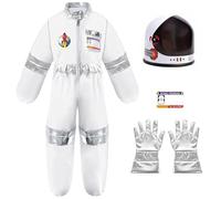 Générique Deguisement Garcon Cosmonaute avec Astronaute Casque Gants Costume D'astronaute Combinaison Spatiale Long Anniversaire Bequeme pour Halloween Cosplay Carnaval Costume De Fantaisie