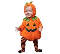 Générique Déguisement Halloween Bébé Citrouille 2 Pièces Ensemble à Capuche et Pantalon Rayé Unisexe pour Fille et Garçon 0-24 Mois Cosplay