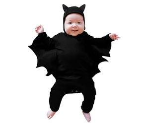 Générique Deguisement Halloween Bebe, Ensemble de Chauve Souris à Capuchon Amusant avec Chapeau D'oreille Comme Costume D'Halloween Nouveau-né 0-24 mois