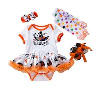 Générique Déguisement Halloween Bébé Fille Tenue My First Halloween Ensemble Barboteuse Body Citrouille + Tutu Jupe Vêtement Hiver Nouveau-né