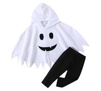 Générique Deguisement Halloween Bebe Garçon Fille 2 Pièces Unisexe 3 Mois-3 Ans Ensemble 2 Pièces Cosplay Ensemble à Capuche Fantôme Cape + Pantalon Enfant