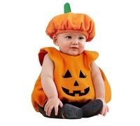 Générique Déguisement Halloween Citrouille Bébé 0-3 Ans Costume Pumpkin Bebe Costume Citrouille à Capuche Barboteuse Body + Chapeau pour Bébés Costume Mignon pour Enfants et (01 Orange, 18-24 Months)