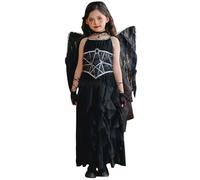 Générique Déguisement Halloween Costume Fille Charme Ange Démon Ailes Robe Sombre Elfe Noir Enfant Déguisement Halloween Fille