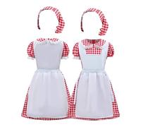 Générique Deguisement Halloween Enfant Costume Ferme Siècle Dernier Conte Rôle Dentelle Carreaux Rouge Petite Serveuse Déguisement Halloween