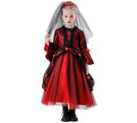 Générique Deguisement Halloween Enfant Costume Médiéval Mariée Fantôme Sorcière Vampire Princesse Robe Spectacle Déguisement Halloween 3-10Y