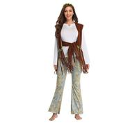 Générique Déguisement Halloween Femme, Costume Hippie Disco Rétro des Années 70 pour Festival, Tenue De Performance De Fête, Déguisement Halloween