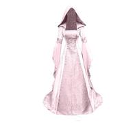 Générique Deguisement Halloween Femme Médiéval Déguisement Adulte Maxi Robe à Capuche Manches évasées Cosplay Vampire Sorcière Reine Costume Halloween Toussaint Carnaval Drame Fête S-5XL, Rose, 3XL