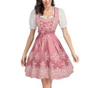 Générique Déguisement Halloween Femme Robe Dirndl Mi Longue Blouse Oktoberfest Allemande Munich Bavière Imprimée Lacée Tenue De Servante pour Soirée