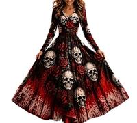 Générique Déguisement Halloween Femme Robe Gothique Costume Adulte Squelette Vampire Sorcière Victorienne à Longues Costume Halloween Toussaint Carnaval Drame Fête