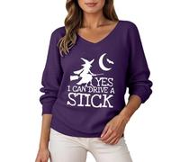 Générique Deguisement Halloween Femme - Sweat-Shirt à Manches Longues imprimé pour sorcière d'halloween