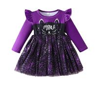 Générique Deguisement Halloween Fille,Deguisement Grande Taille Robe Sorcière Medievale Déguisement De Enfant Costume Fille 8 Ans Rose Tenue Bebe Maquillage Princesse Français (Violet,9-12 mois)