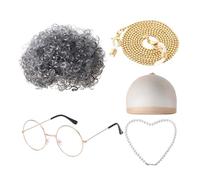 Générique Déguisement Halloween, Perruque Courte Frisée De Vieille Dame pour Les 100 Jours D'École, Accessoire De Spectacle pour Enfants Et Adultes, Ensemble Complet, Déguisement Halloween15