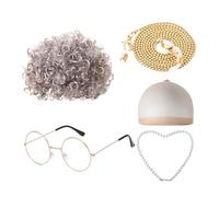 Générique Déguisement Halloween, Perruque Courte Frisée De Vieille Dame pour Les 100 Jours D'École, Accessoire De Spectacle pour Enfants Et Adultes, Ensemble Complet, Déguisement Halloween15