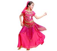 Générique Déguisement Indienne Fille - Costume Danse Orientale, Robe Sari Indien pour Carnaval, Tenue Bollywood Enfant, Déguisement Fille Carnaval Halloween