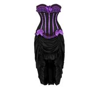 Générique Deguisement Medieval Femme, Princesse Longue Robe Costume Halloween Nonne Animaux Moyen Age Femme Paysanne Tenue Médiévale Guerrière Vetement Vintage Moyen Age (Violet,L)
