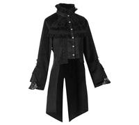 Générique Déguisement Médiéval Femme, Robe Avec Manches Trompette Costume Halloween Adolescente Femme Sexy Carnaval Jupe Medievale Courte Vetement Gothique Moyen Age (Le noir,3XL)