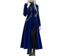 Générique Déguisement Médiéval Femme, Robe Gothique Médiévale Costume Sexy Halloween Deguisement Ecoliere Robes Vintage 1950 Tenue De Fête Femme Reine Victorienne (Bleu foncé,XXL)