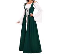 Générique Deguisement Medieval, Robe Maxi Pour Carnaval Halloween Fête Costume Pom Girl Déguisement Adolescente Femme Gothique Jupe Médiévale Longue Toussaint Drame (Vert,XXL)