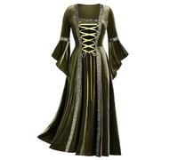 Générique Deguisement Medieval, Robe Reine Femme Médiévale Renaissance Costume Halloween Squelette Steampunk Robes Vintages Tenue Adulte Cosplay Moyen Age Victorian Era (Vert,L)