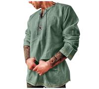 Générique Deguisement Medieval Tenue Medievale Femme Templier Homme Chemise Lin Manches Longues sans Repassage Vetement Indien Costume Blanche Col Mao Annee 80 Manche Courte Tunique Viking Moyen Age