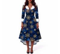 Générique Deguisement Mere Noel Femme Soirée Sequins Robe Dentelle Lutin Classique Longue Tenue Ecossaise Noel Cocktail Tenue de Reveillon Mere Manche Robe Noire Femme Chic XL