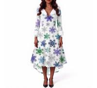 Générique Deguisement Mere Noel Fête Ecossaise Habillée Manche Longue Deguisement Bal Lutin Soirée Chaude Femmes Manches Soiree Robe de Soirée Longue Sweat de Robe Noel Femme Chic L