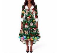 Générique Deguisement Mere Noel Reveillon Manche Soirée Moulante Vetement Fete Femme Sapin Costume Deguisement Orientale Grande Taille Robe Gala Tenue Lutin Chaude Robe Noel Femme Chic 4XL