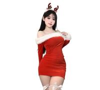 Générique Deguisement Noël Costume Cosplay Élégant Velours Dentelle Chemise De Nuit Robe Ceinture Holiday Soirée Idéal Fêtes Noël Tenue Festive Robe De Fête Captivante