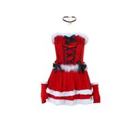 Générique Deguisement Noël Costume Femmes Adulte Role Playing Ensemble Jupe Bunny Rouge Idéal Fêtes Noël Tenue Scénique Robe De Soirée Captivante