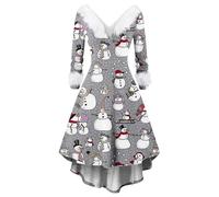 Générique Déguisement Noël Deguisement de Noel Femme Orientale Elegante Costume Classique Chic Robe Sweat Noel Fete Vintage Femmes Mariage Longue Bal Santa Robe de Soirée 5XL